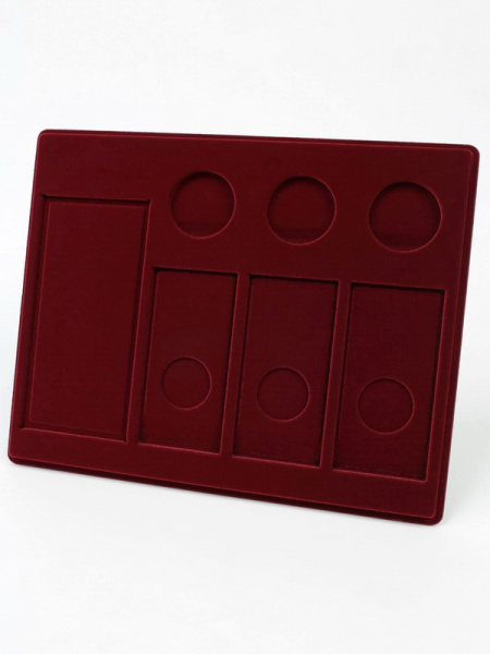  Планшет S (234х296х12 мм) для 3 монет 25 рублей в капсулах, 3 монет 25 рублей в блистере и банкноты «Футбол 2018» в чехле, тёмно-бордовый