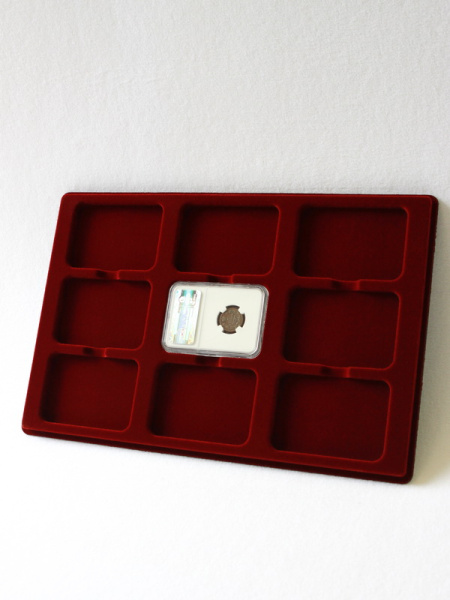  Планшет L (222х333х13 мм) для 9 слабов NGC (Америка) (61х86х8 мм), тёмно-бордовый