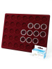  Планшет S (234х296х12 мм) для 35 монет в капсулах CAPS 28 Leuchtturm. Диаметр ячейки 34 мм, тёмно-бордовый
